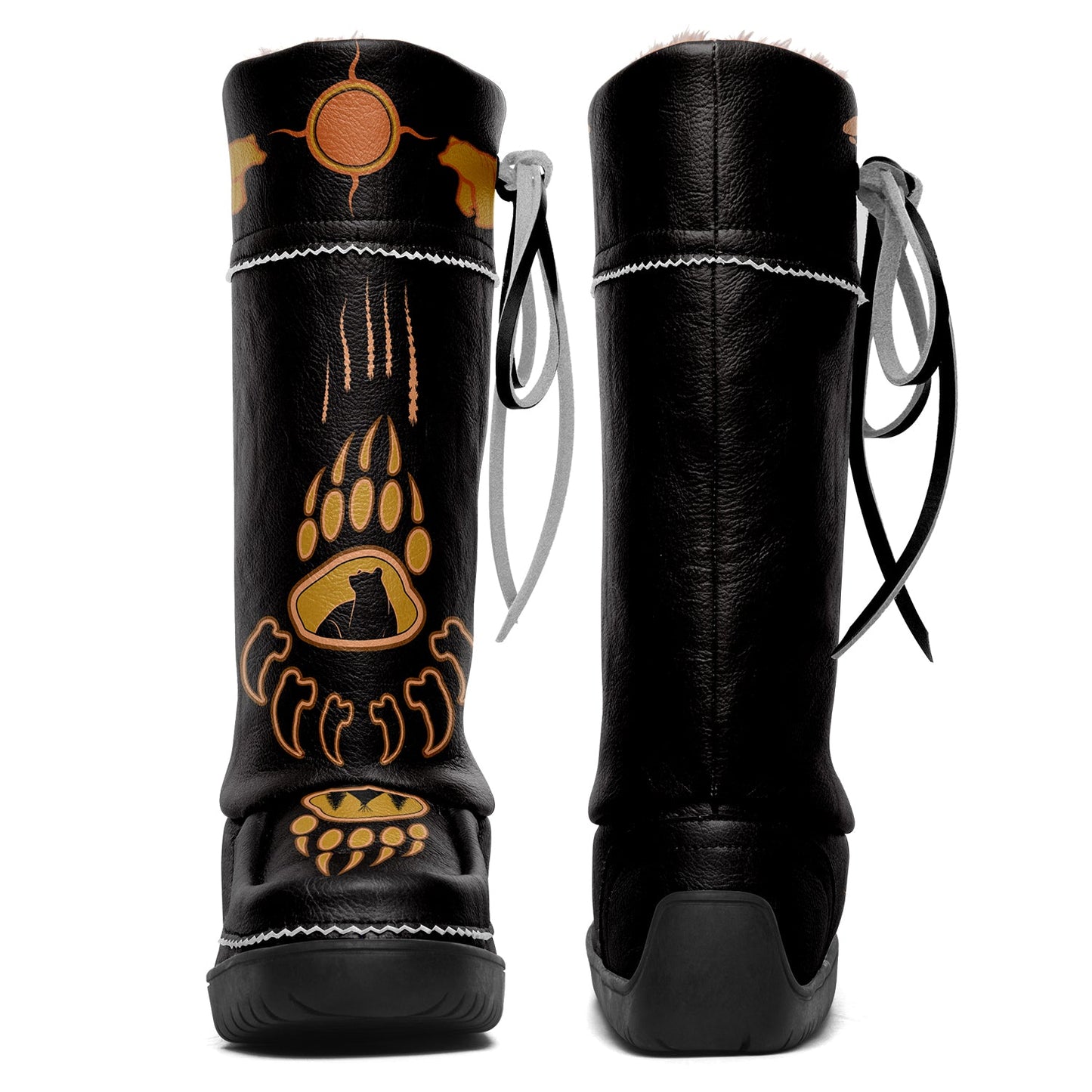 Bear Paw Tan Black Real Leather MocLux