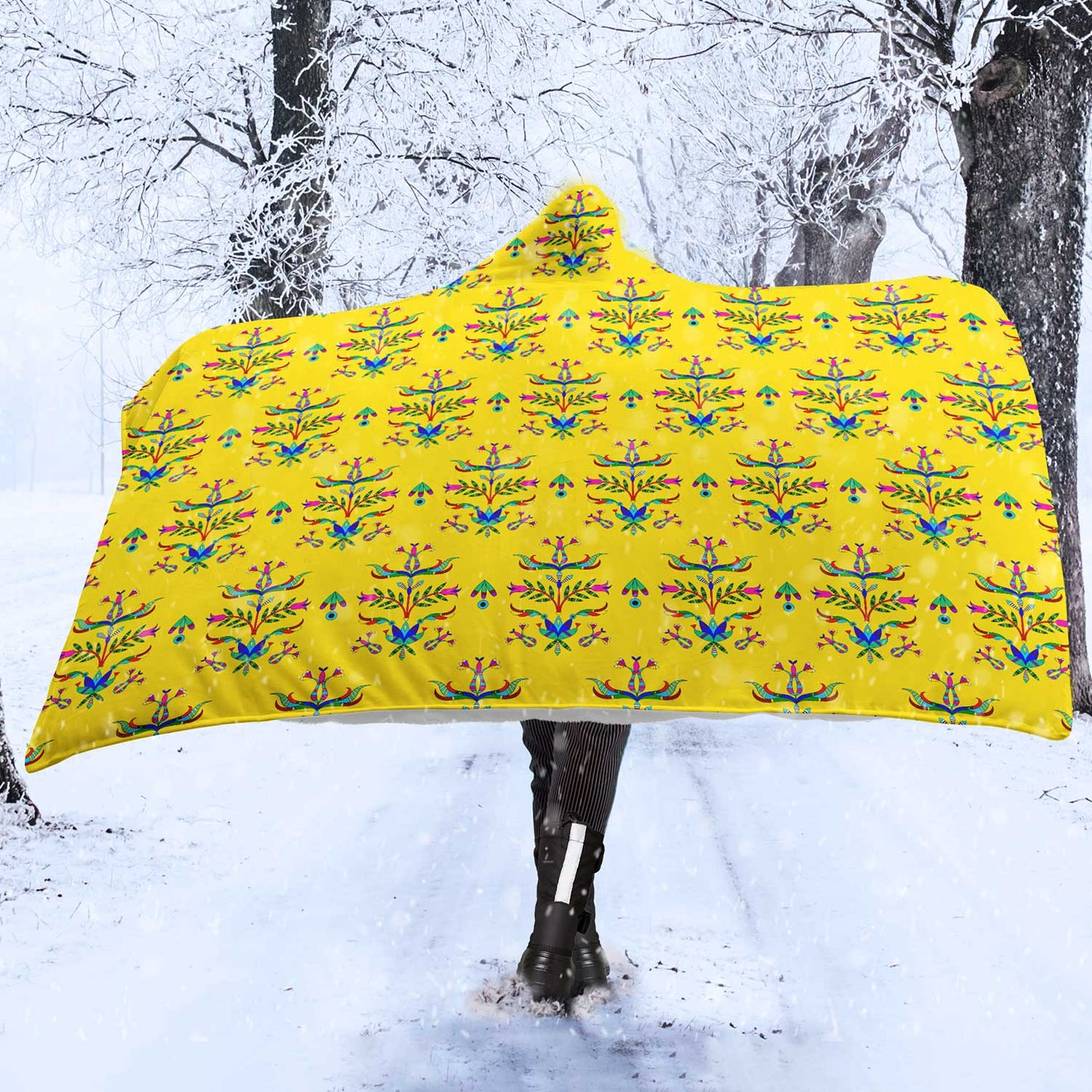 Dakota Damask Yellow Hooded Blanket