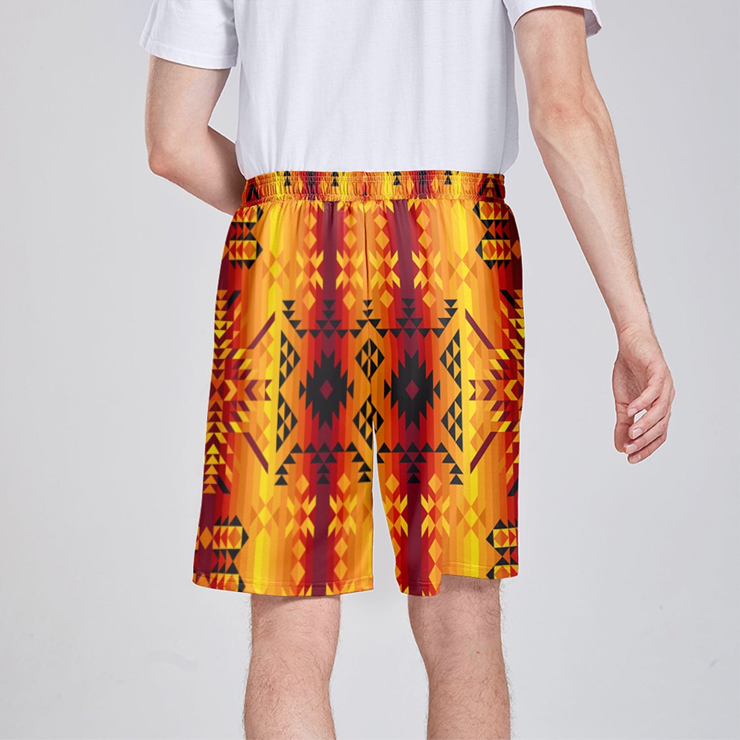 Desert Geo Yellow Athletic Shorts with Pockets