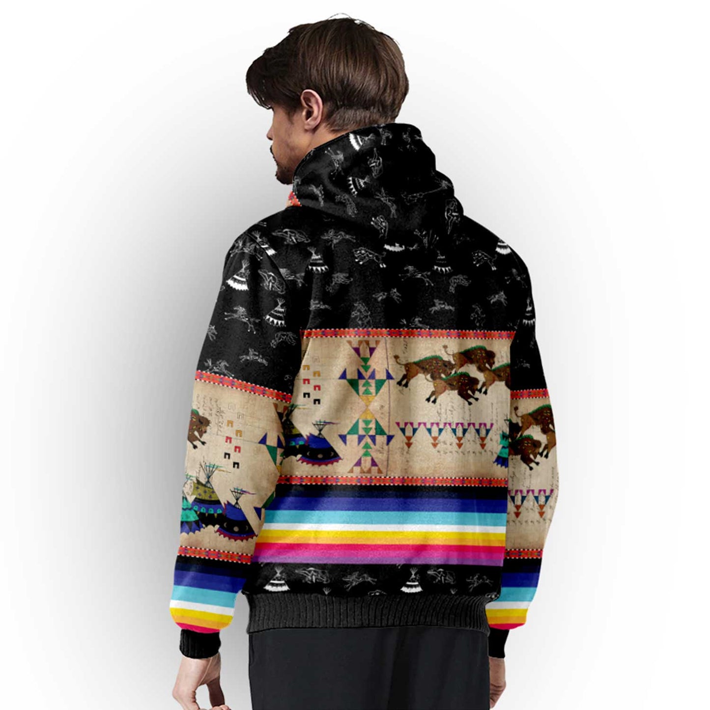 Buffalos Running Black Sky Sherpa Hoodie