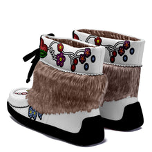 Load image into Gallery viewer, Beaded Gifts White Leather MocLux Short Style with Fur
