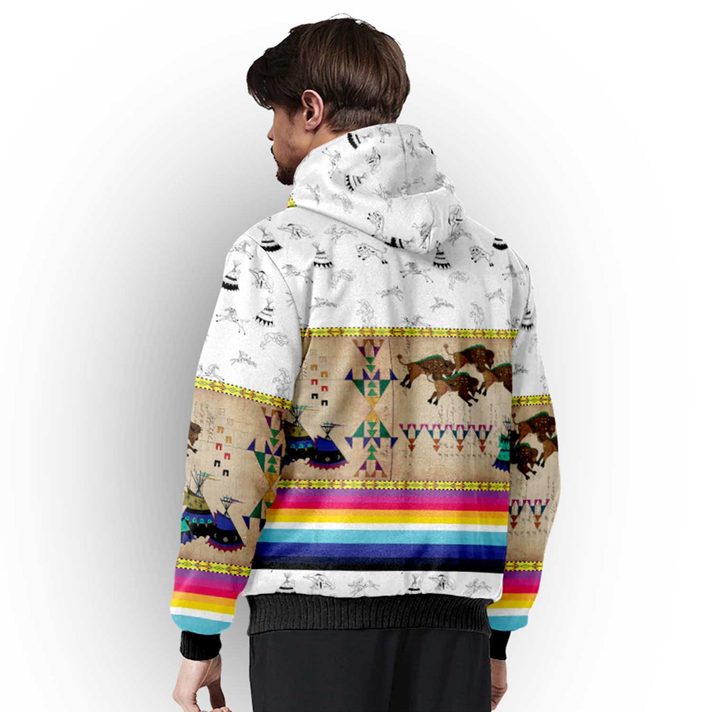 Buffalos Running White Clay Sherpa Hoodie