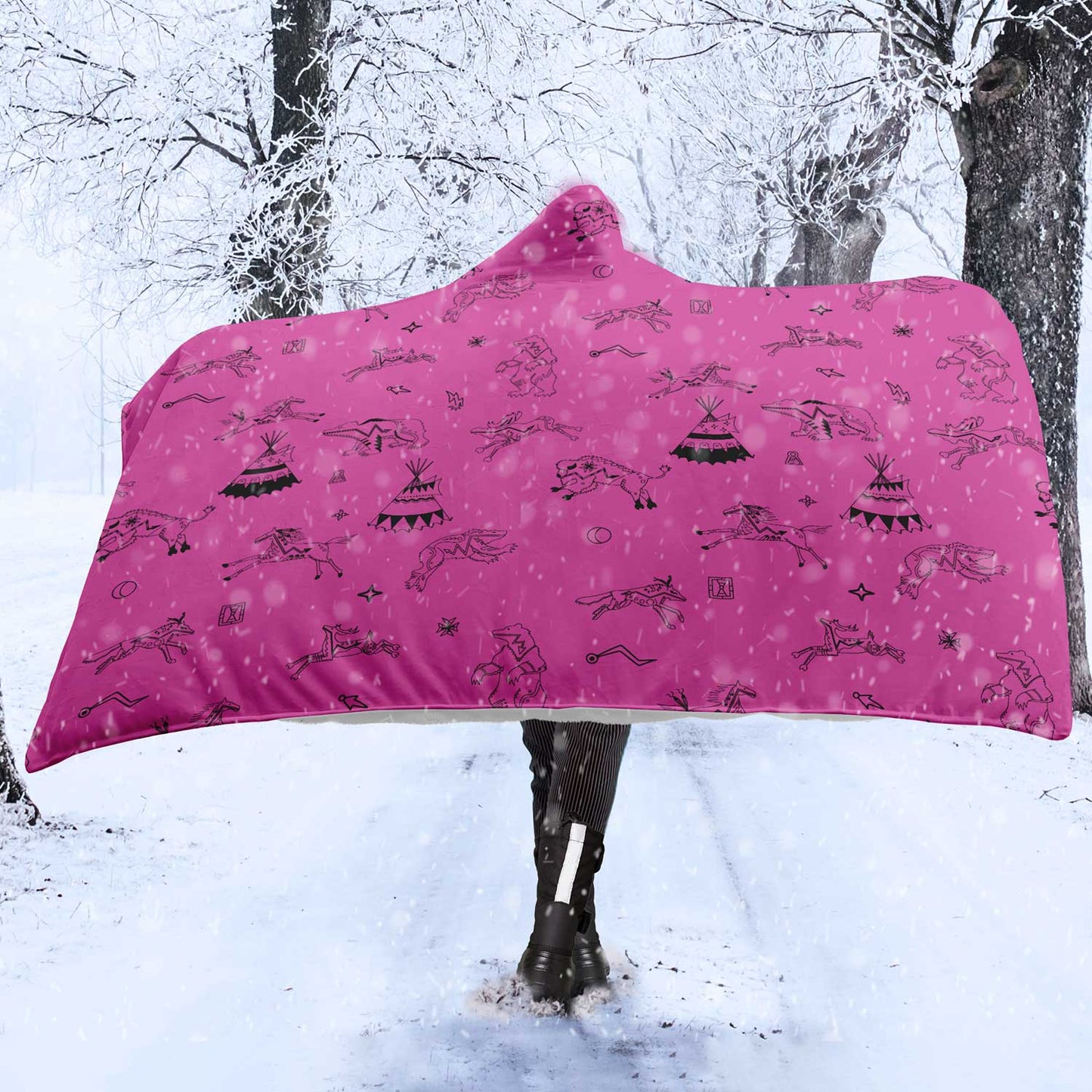 Ledger Dabbles Magenta Hooded Blanket