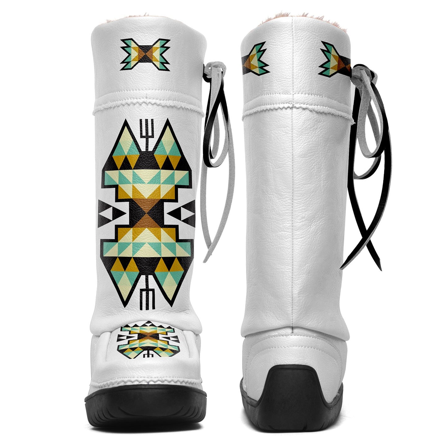 Geometric Earth Tone Real Leather MocLux