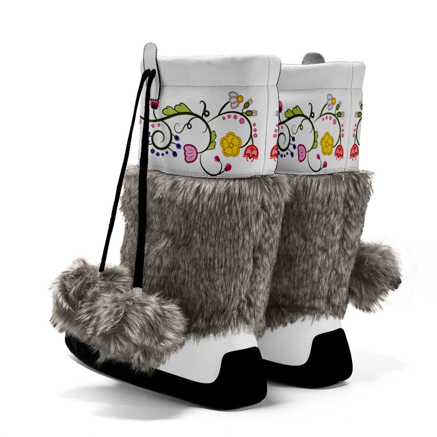 Floral Maskwa Real Leather MocLux with Fur