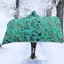 Load image into Gallery viewer, Grandmother&#39;s Stories Turquoise Hooded Blanket
