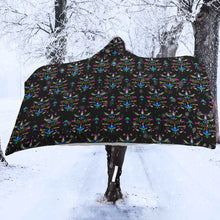 Load image into Gallery viewer, Dakota Damask Black Hooded Blanket
