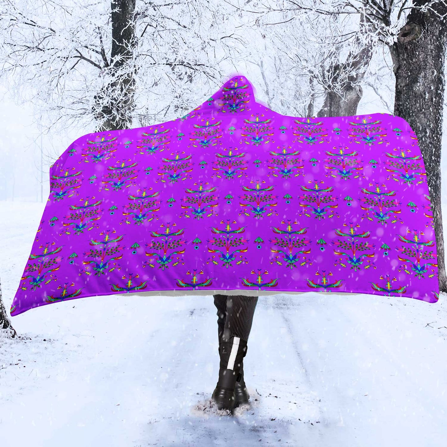 Dakota Damask Purple Hooded Blanket