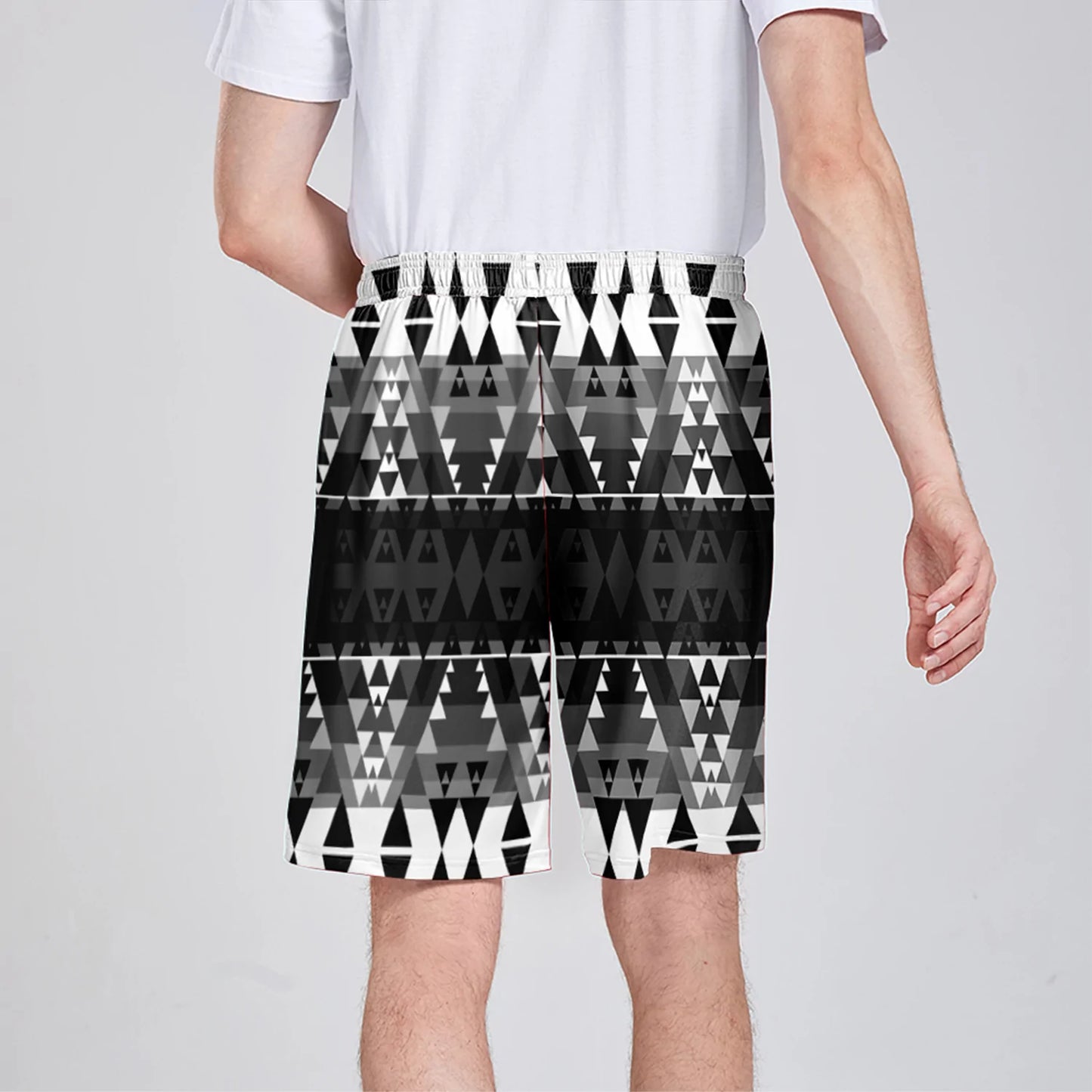 Writing on Stone Black and White Athletic Shorts with Pockets