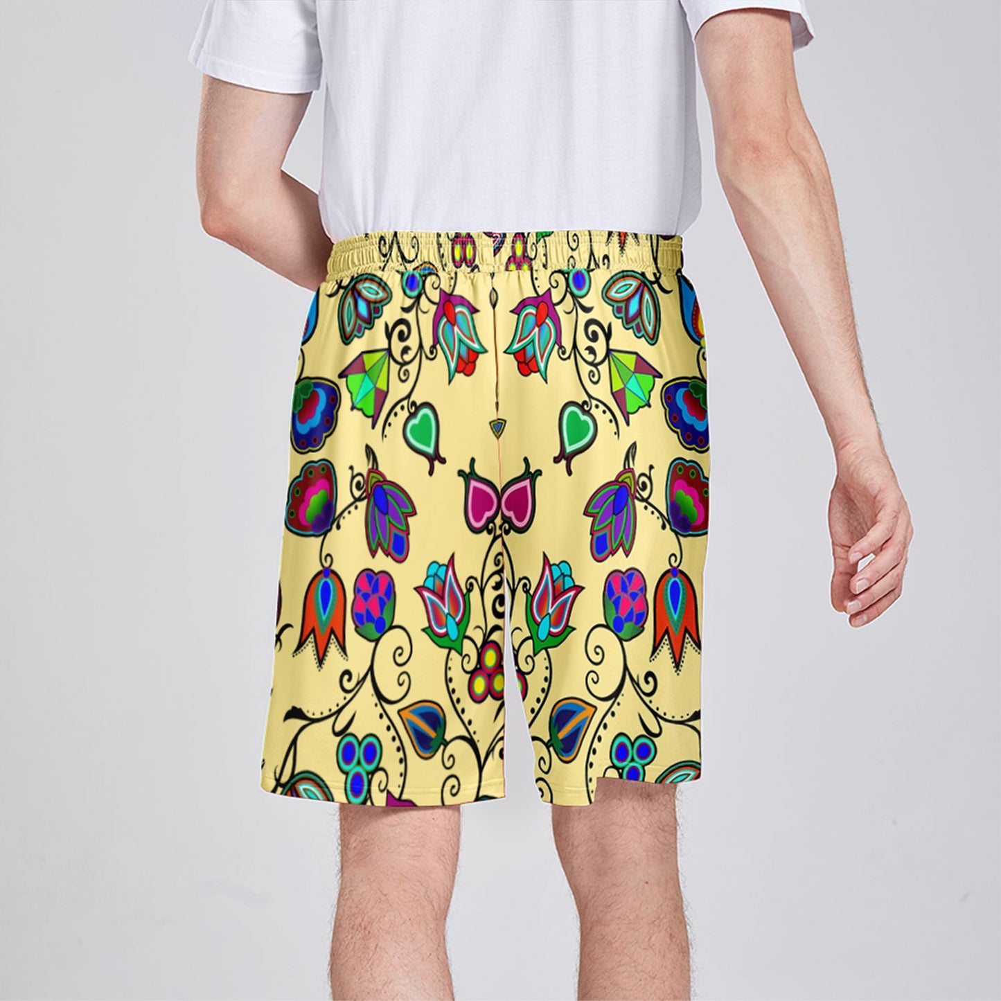 Indigenous Paisley Vanilla Athletic Shorts with Pockets