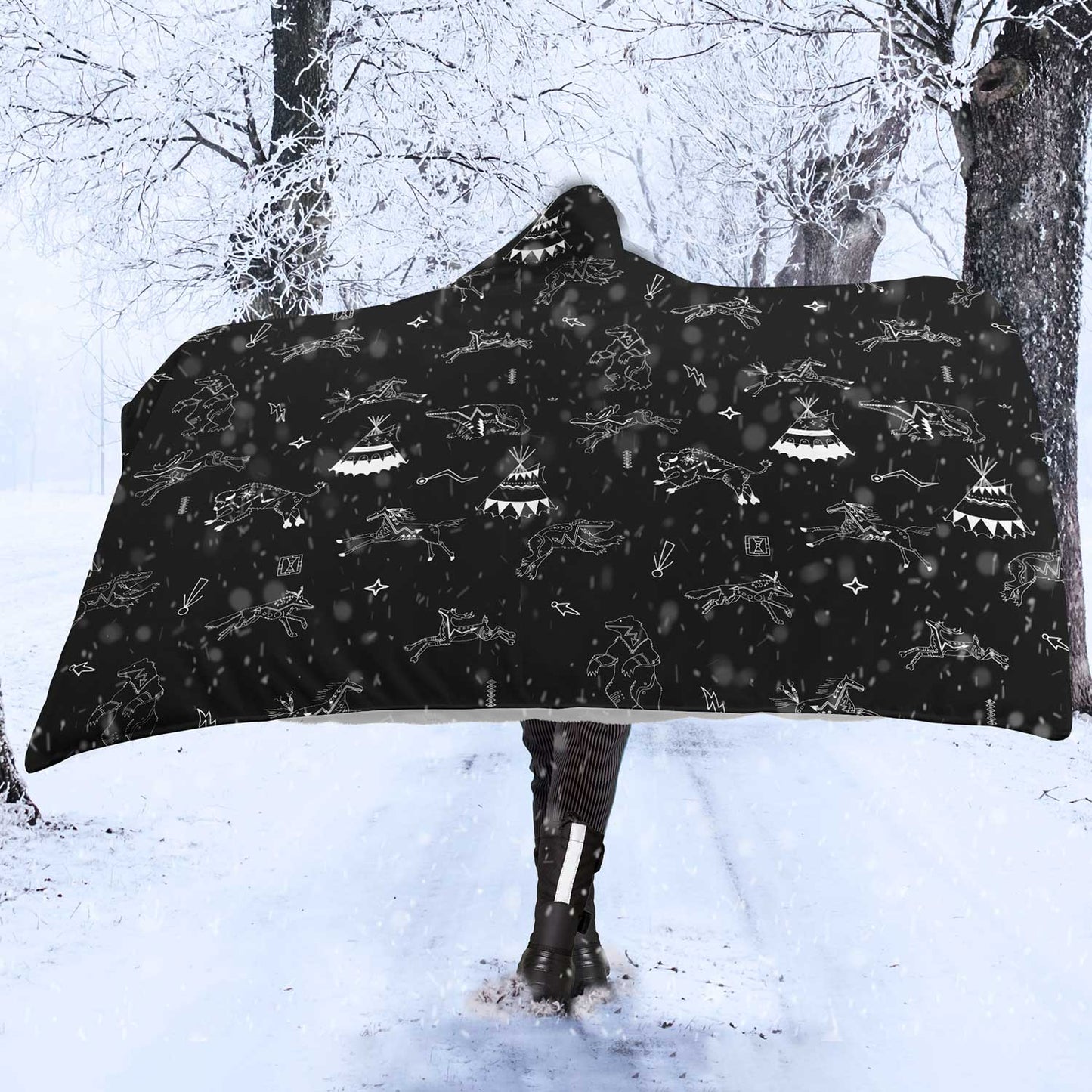 Ledger Dabbles Black Hooded Blanket