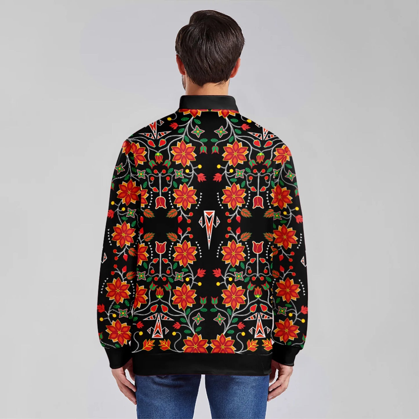 Floral Beadwork Six Bands Lightweight Jacket