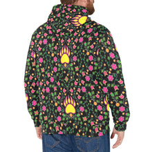 Load image into Gallery viewer, Floral Bearpaw Pink and Yellow Men&#39;s Long Sleeve Fleece Hoodie
