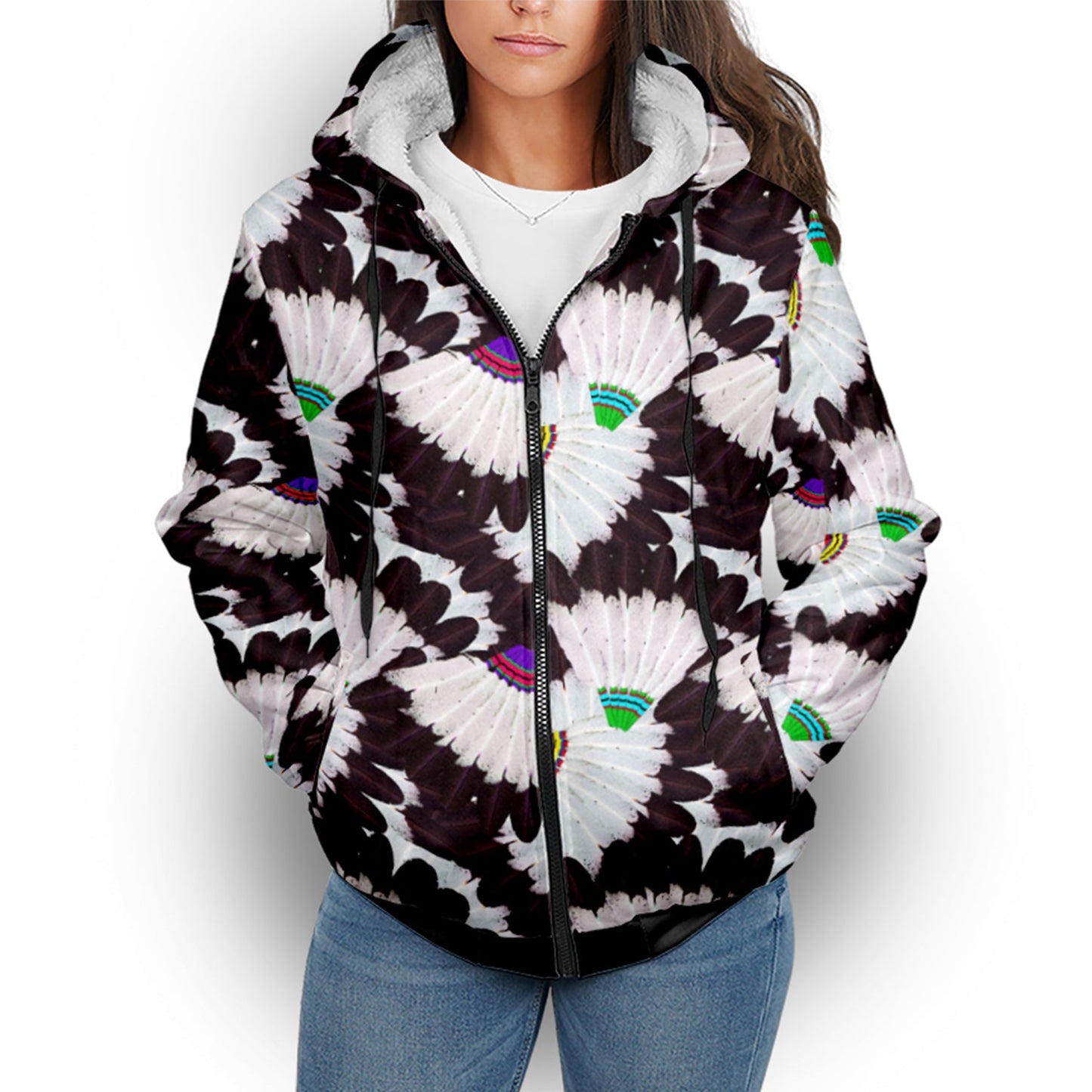 Eagle Feather Fans Sherpa Hoodie