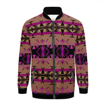 Load image into Gallery viewer, Between the Mountains Berry Zippered Collared Lightweight Jacket
