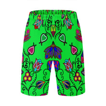 Load image into Gallery viewer, Indigenous Paisley Green Athletic Shorts with Pockets
