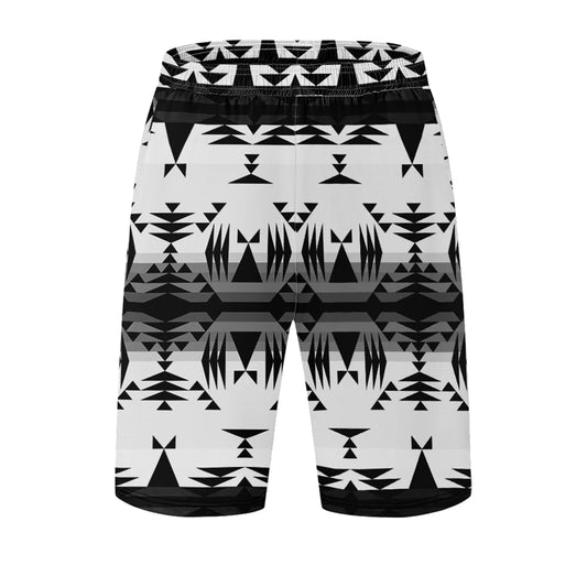 Between the Mountains White and Black Athletic Shorts