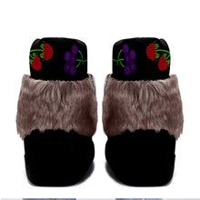 Load image into Gallery viewer, Birch Berries Black Leather MocLux Short Style with Fur
