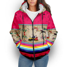 Load image into Gallery viewer, Horses Running Berry Sherpa Hoodie
