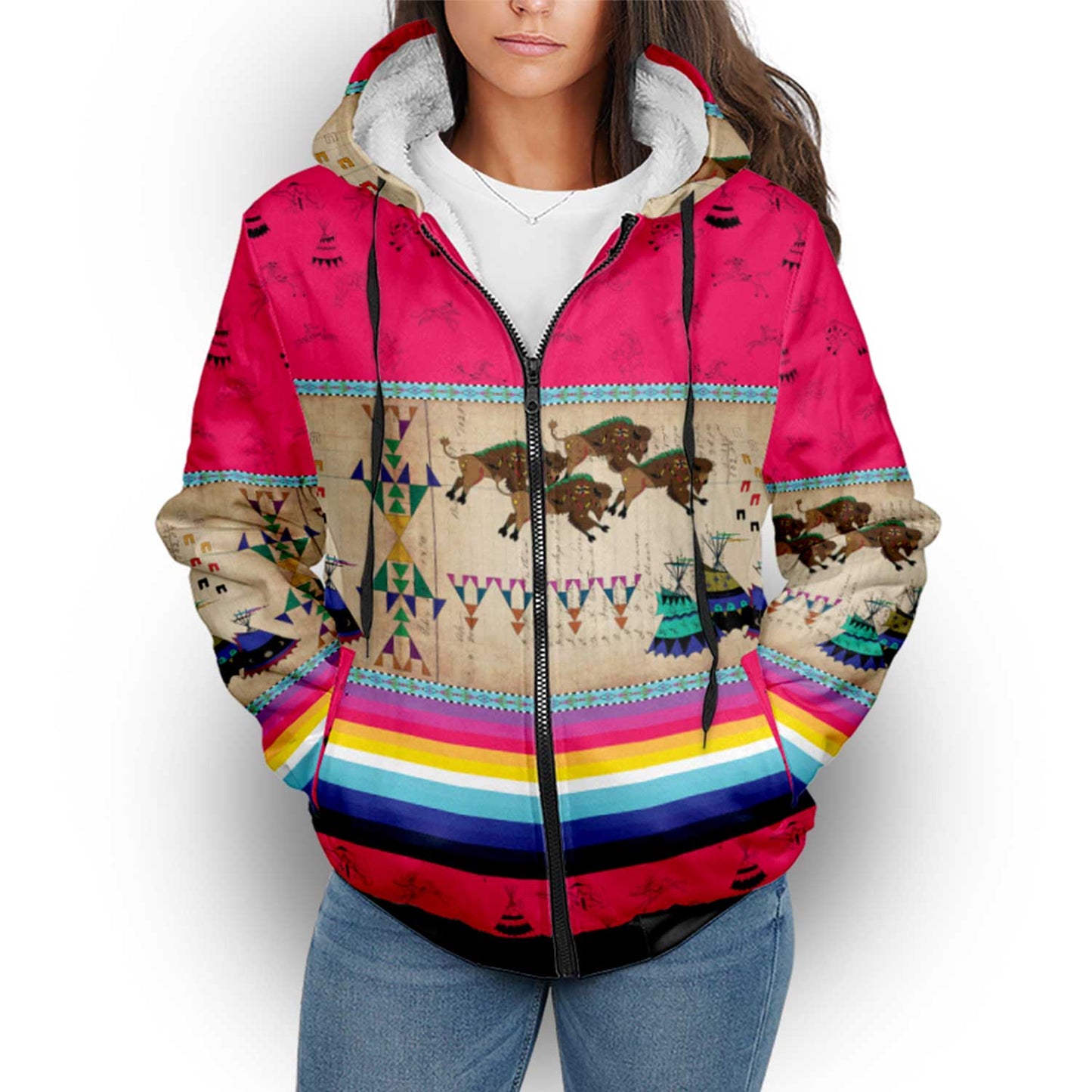 Buffalos Running Berry Sherpa Hoodie