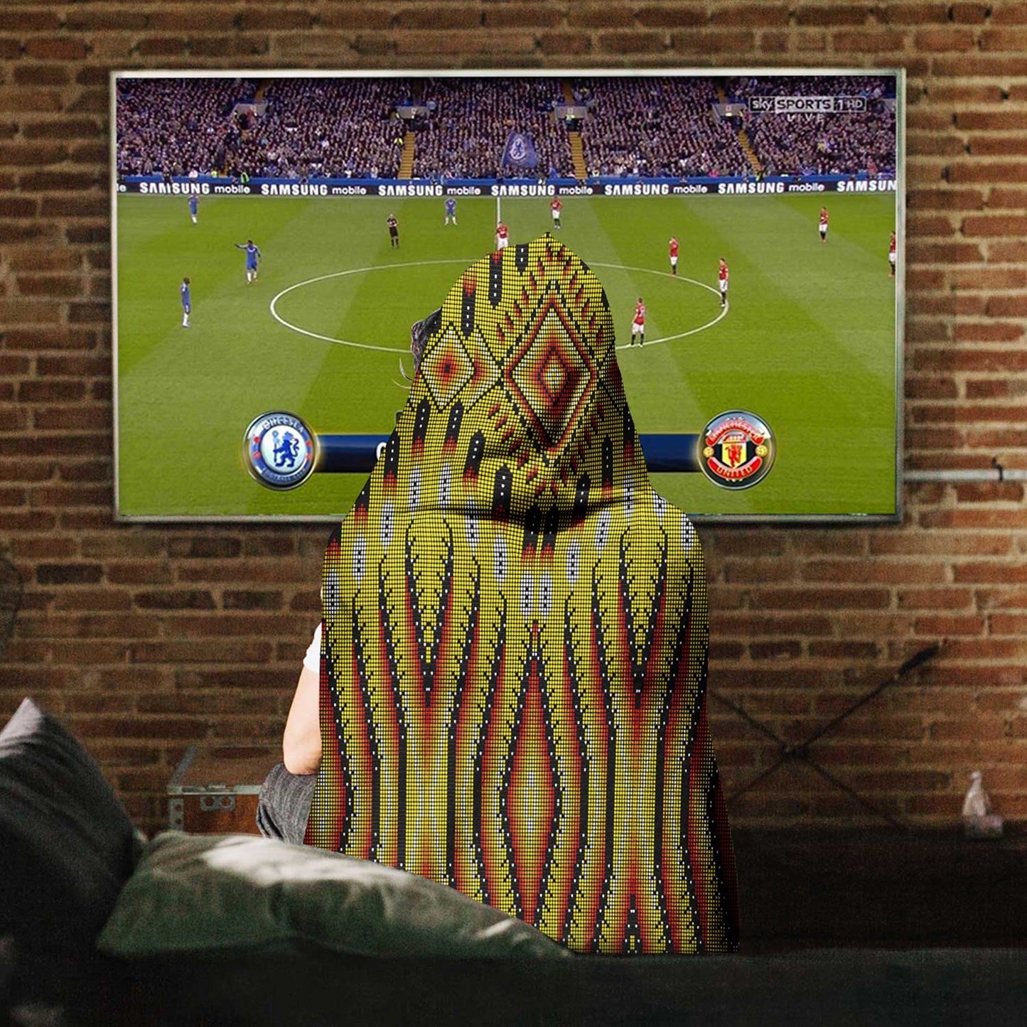 Fire Feather Yellow Hooded Blanket