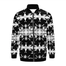 Load image into Gallery viewer, Between the Mountains Black and White Zippered Collared Lightweight Jacket
