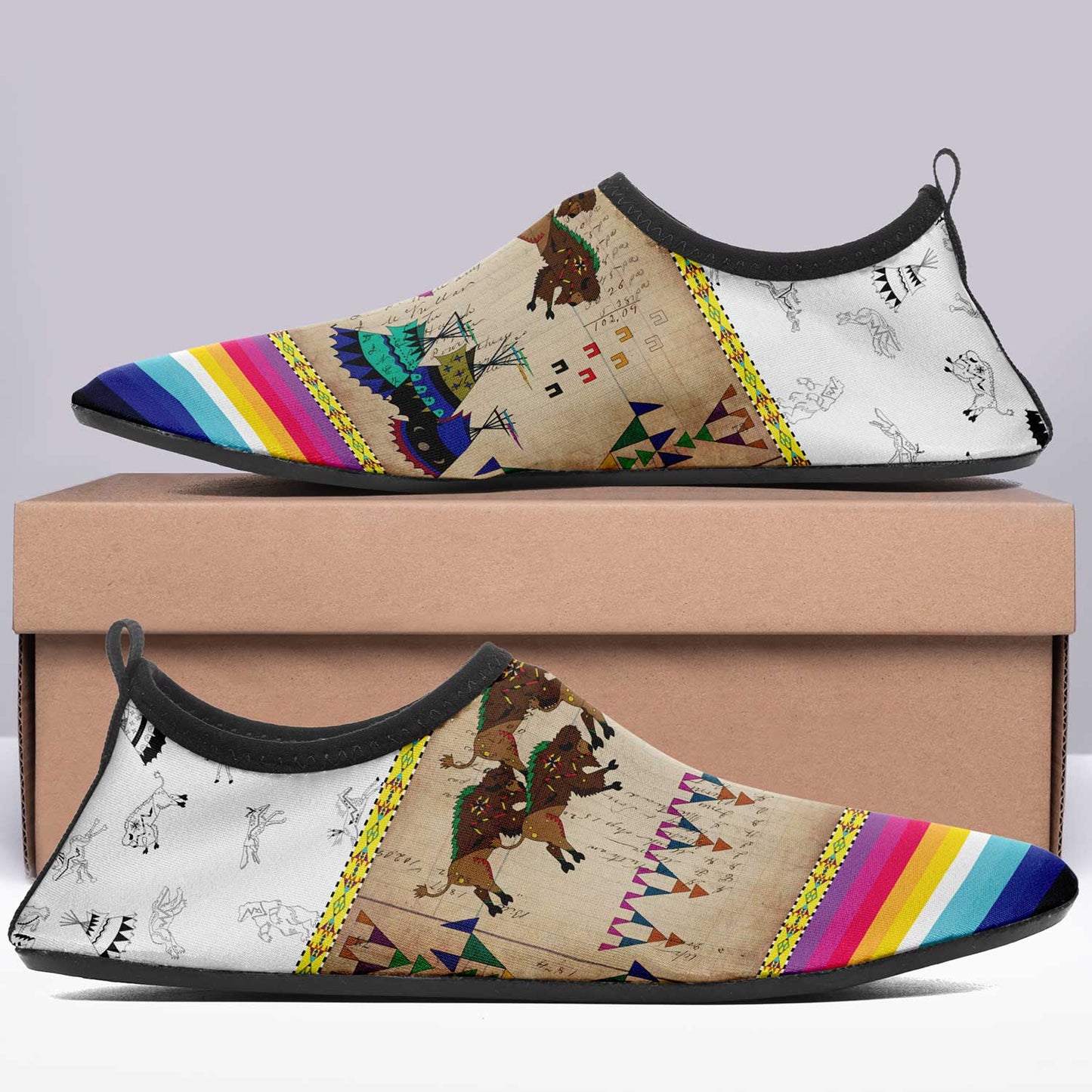Buffalos Running White Clay Kid's Sockamoccs