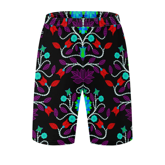 Floral Beadwork Athletic Shorts