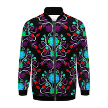 Load image into Gallery viewer, Floral Beadwork Four Clans Winter Zippered Collared Lightweight Jacket
