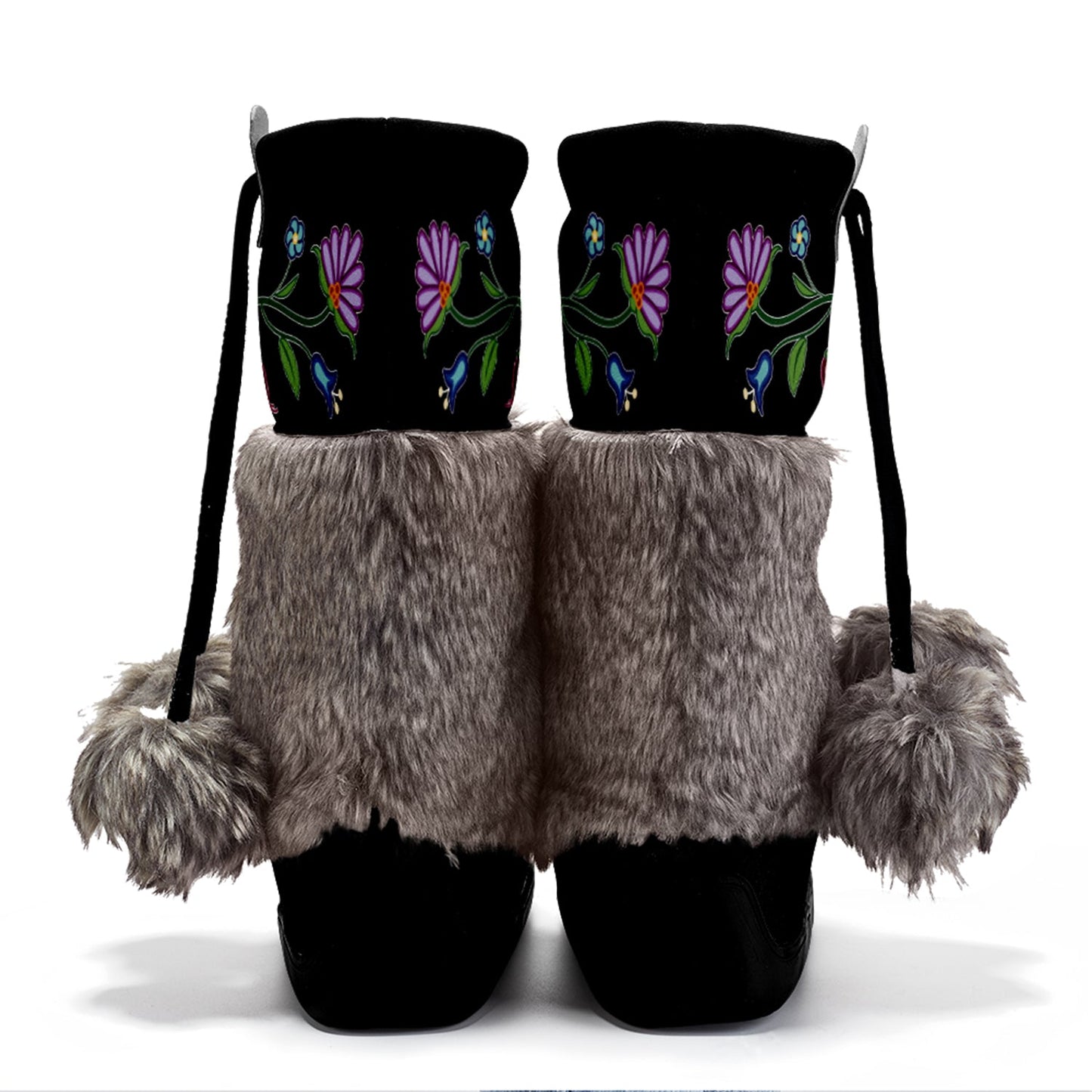 Winter Fire Black Real Leather MocLux with Fur