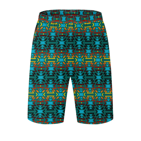 Fire Colors and Turquoise Teal Athletic Shorts