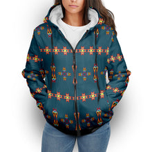 Load image into Gallery viewer, Four Directions Lodges Ocean Sherpa Hoodie
