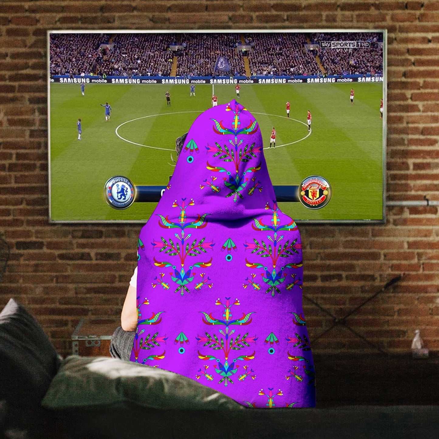 Dakota Damask Purple Hooded Blanket