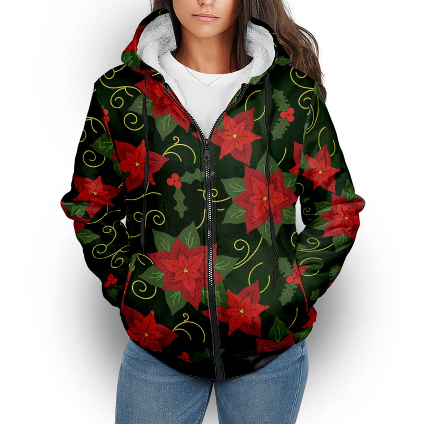 Poinsetta Parade Sherpa Hoodie