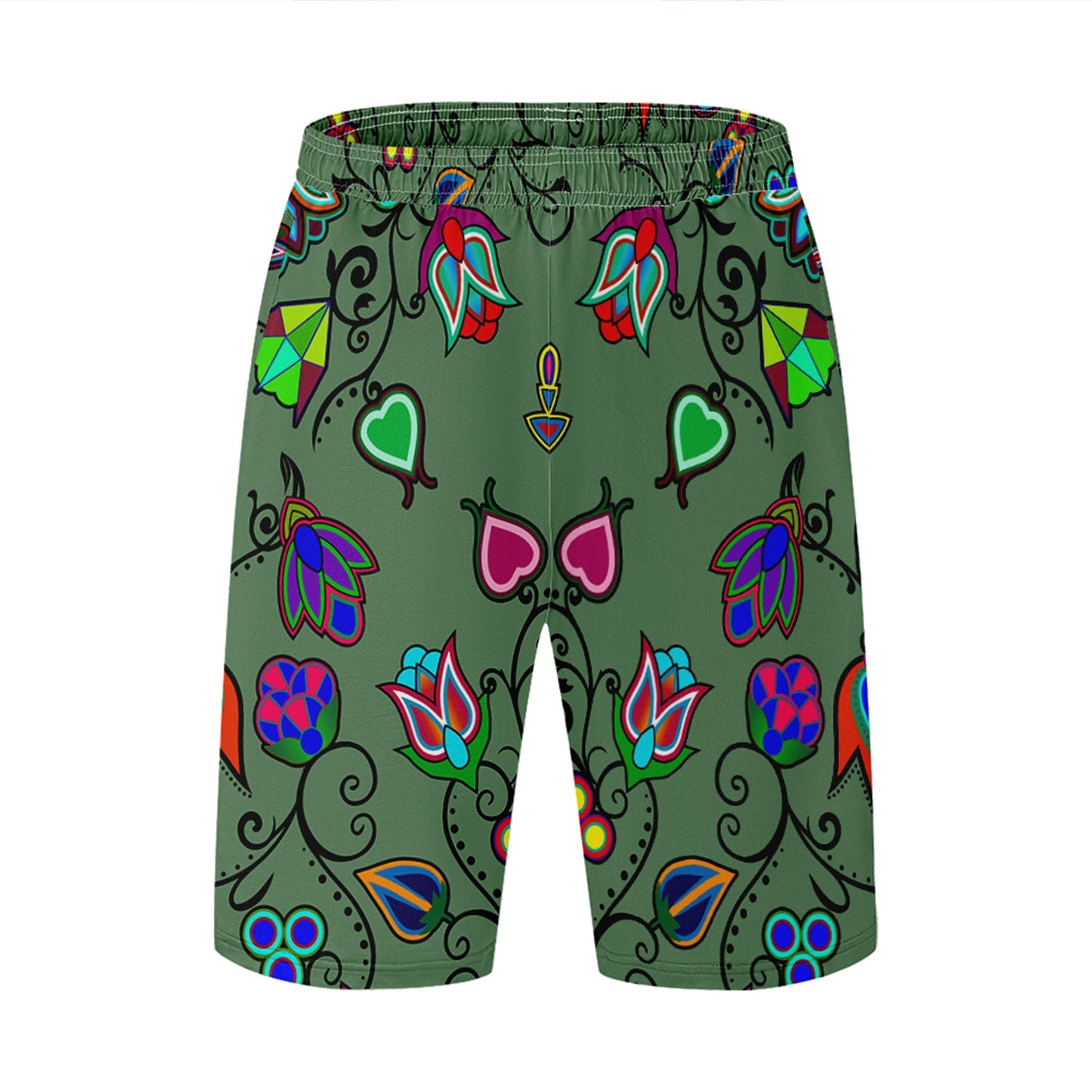 Indigenous Paisley Dark Sea Athletic Shorts with Pockets