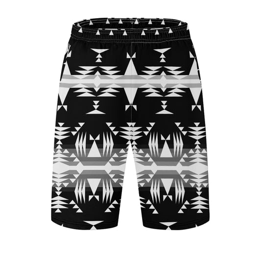 Between the Mountains Black and White Athletic Shorts
