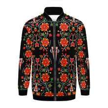 Load image into Gallery viewer, Floral Beadwork Six Bands Zippered Collared Lightweight Jacket
