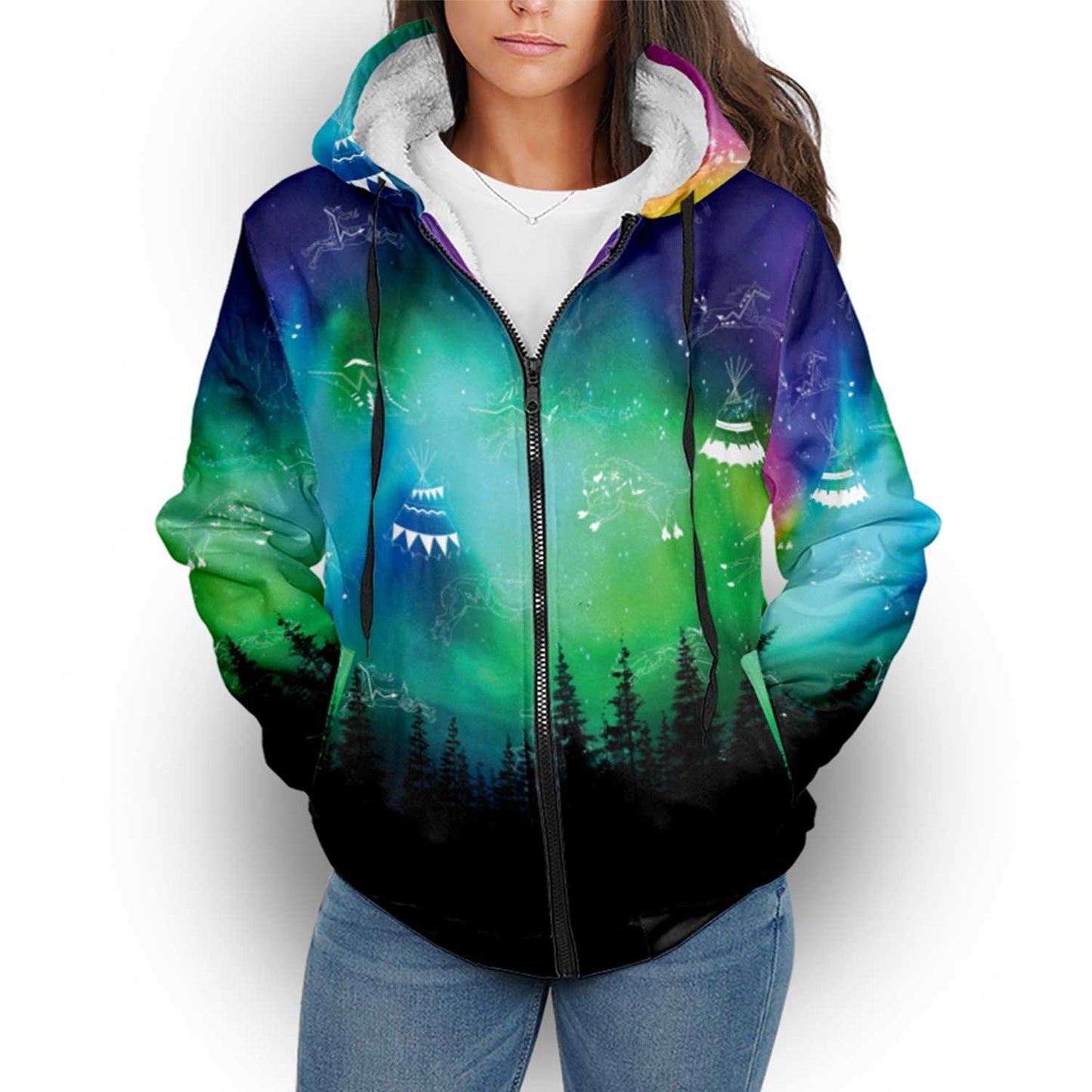Aurora Medicine Animals Sherpa Hoodie