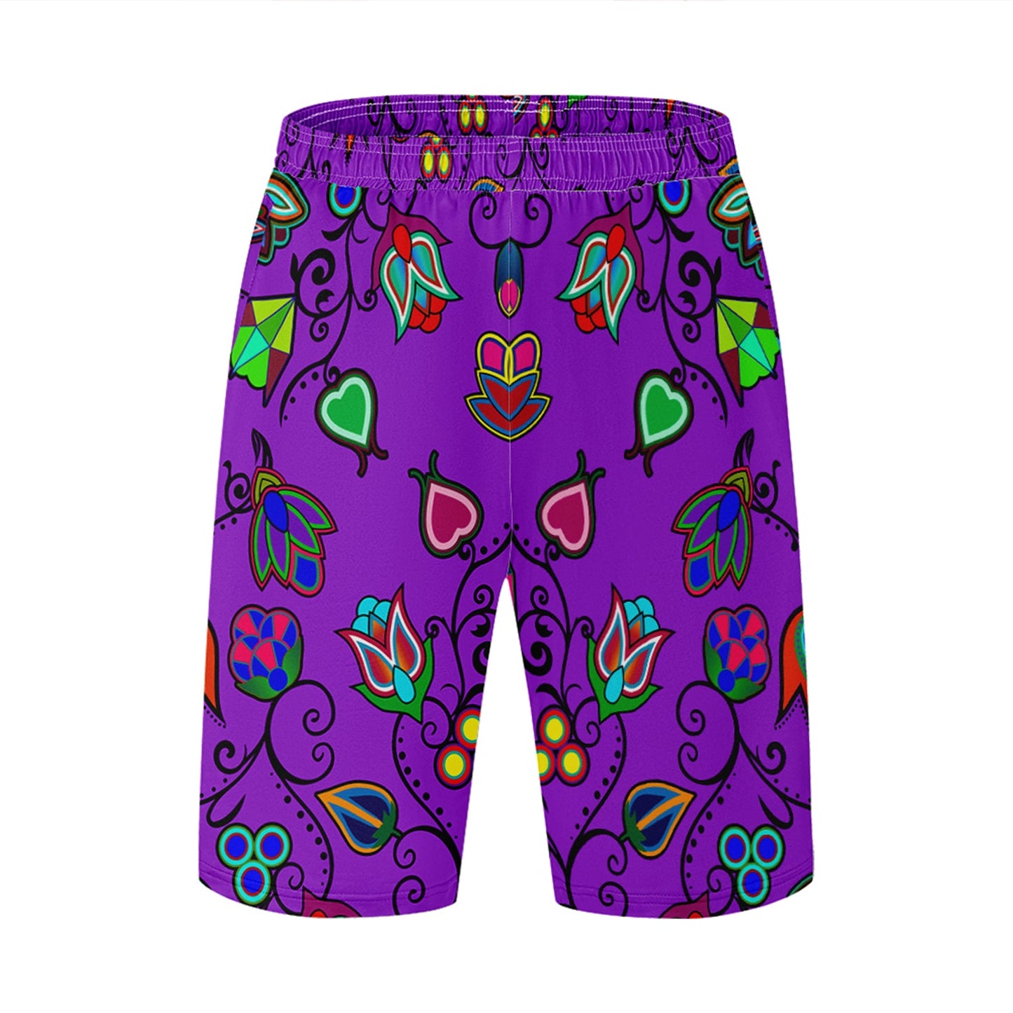 Indigenous Paisley Dark Orchid Athletic Shorts with Pockets