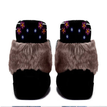 Load image into Gallery viewer, Beaded Gifts Black Leather MocLux Short Style with Fur
