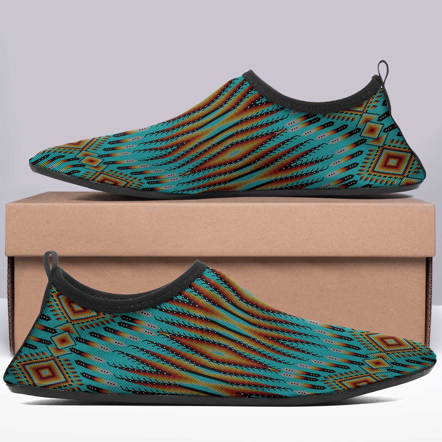 Fire Feather Turquoise Kid's Sockamoccs