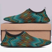 Load image into Gallery viewer, Fire Feather Turquoise Kid&#39;s Sockamoccs Slip On Shoes
