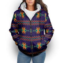 Load image into Gallery viewer, Dreams of Ancestors Indigo Sherpa Hoodie
