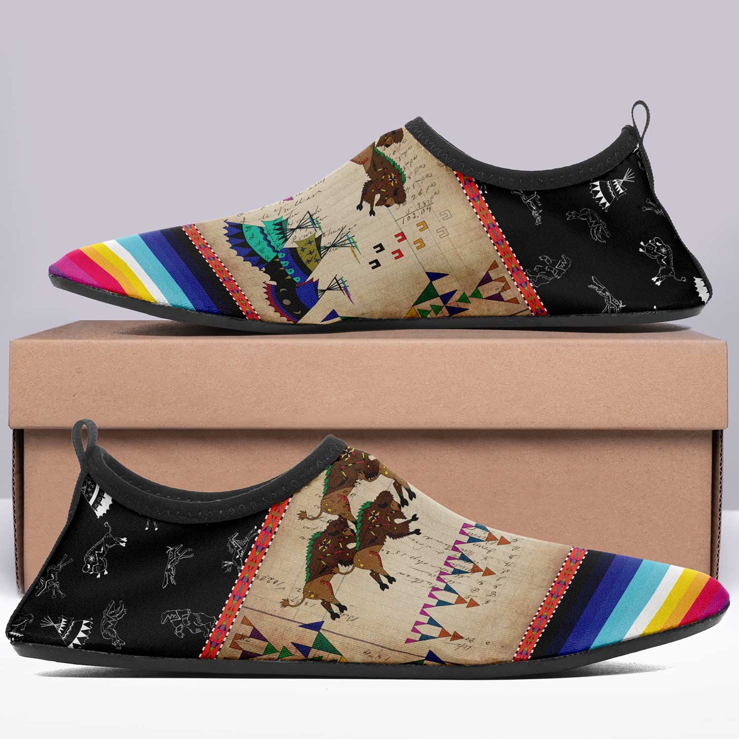 Buffalos Running Black Sky Kid's Sockamoccs
