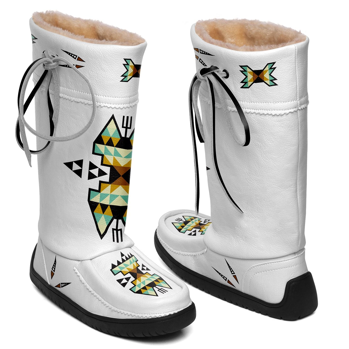 Geometric Earth Tone Real Leather MocLux