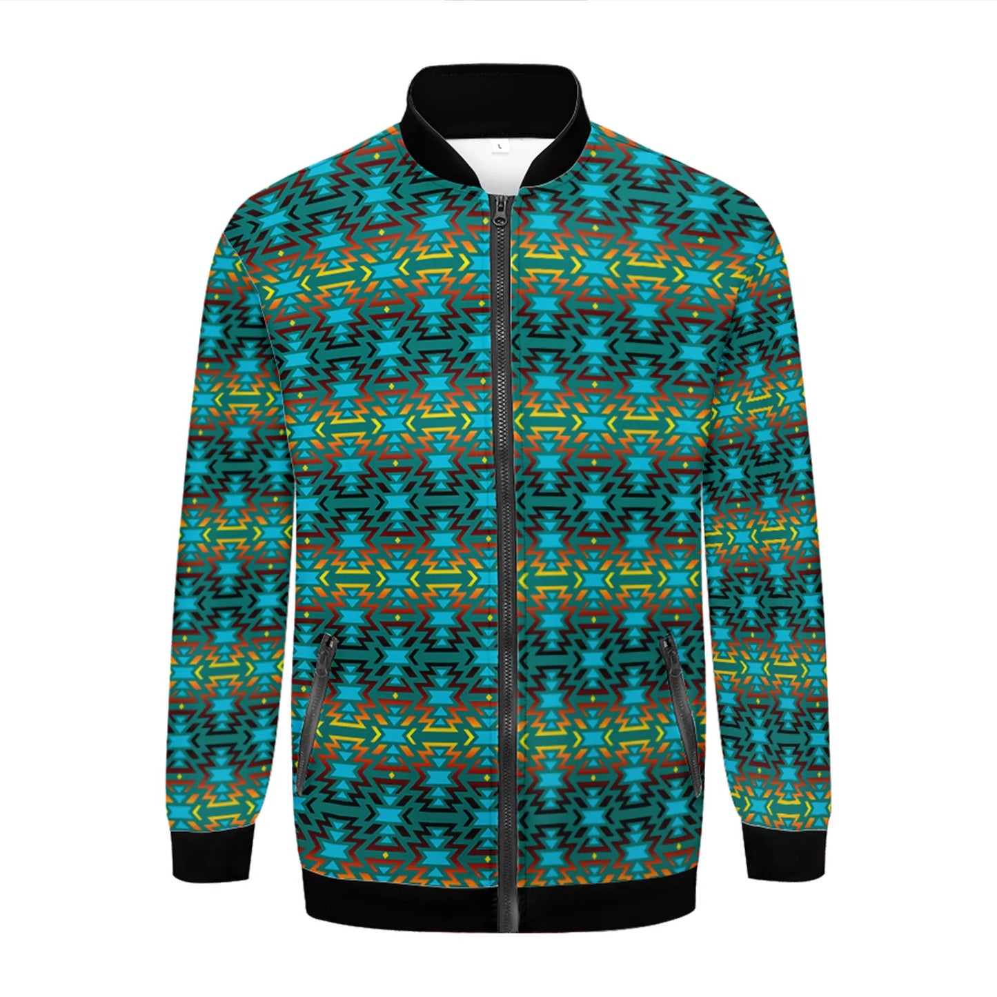 Fire Colors and Turquoise Teal Lightweight Jacket