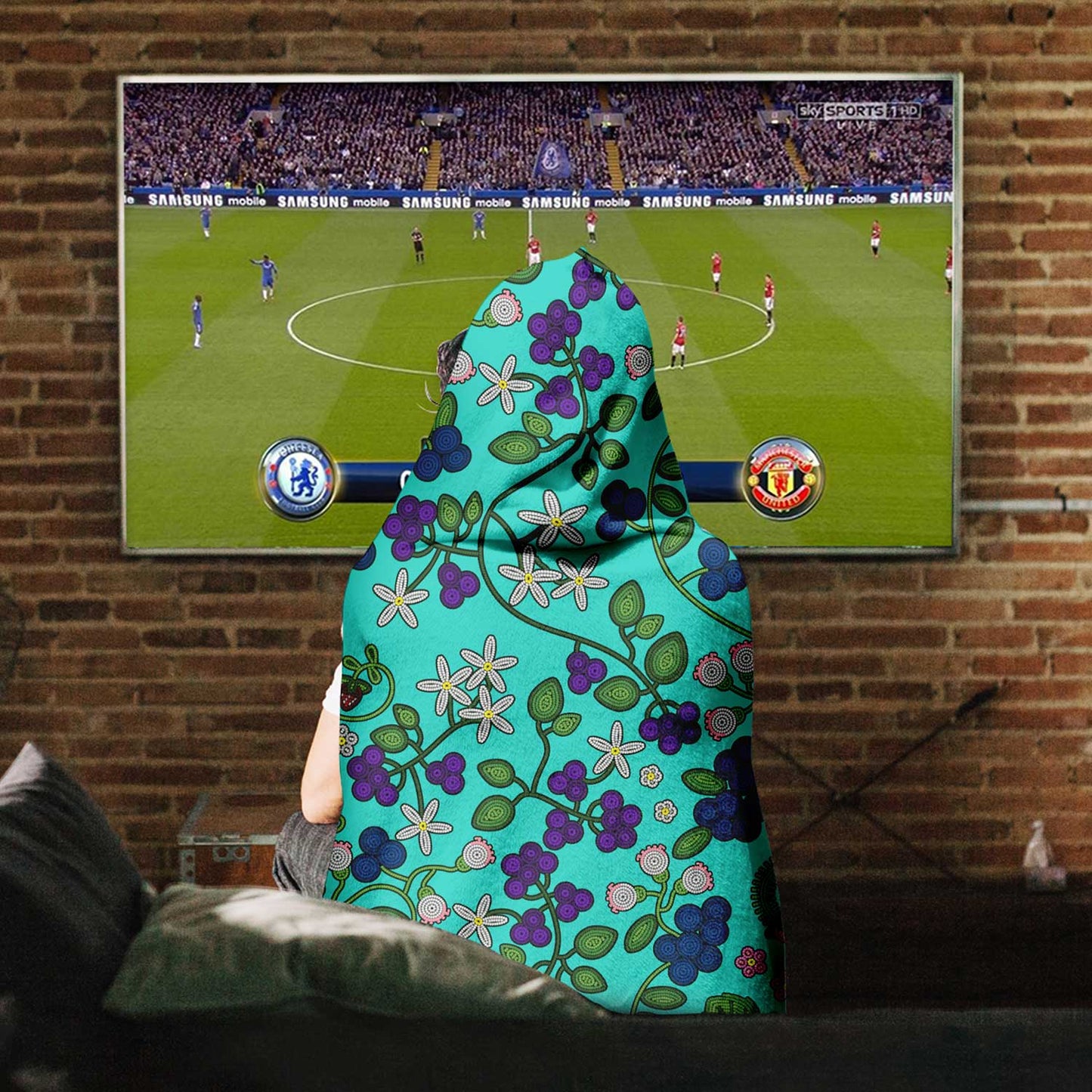 Grandmother's Stories Turquoise Hooded Blanket