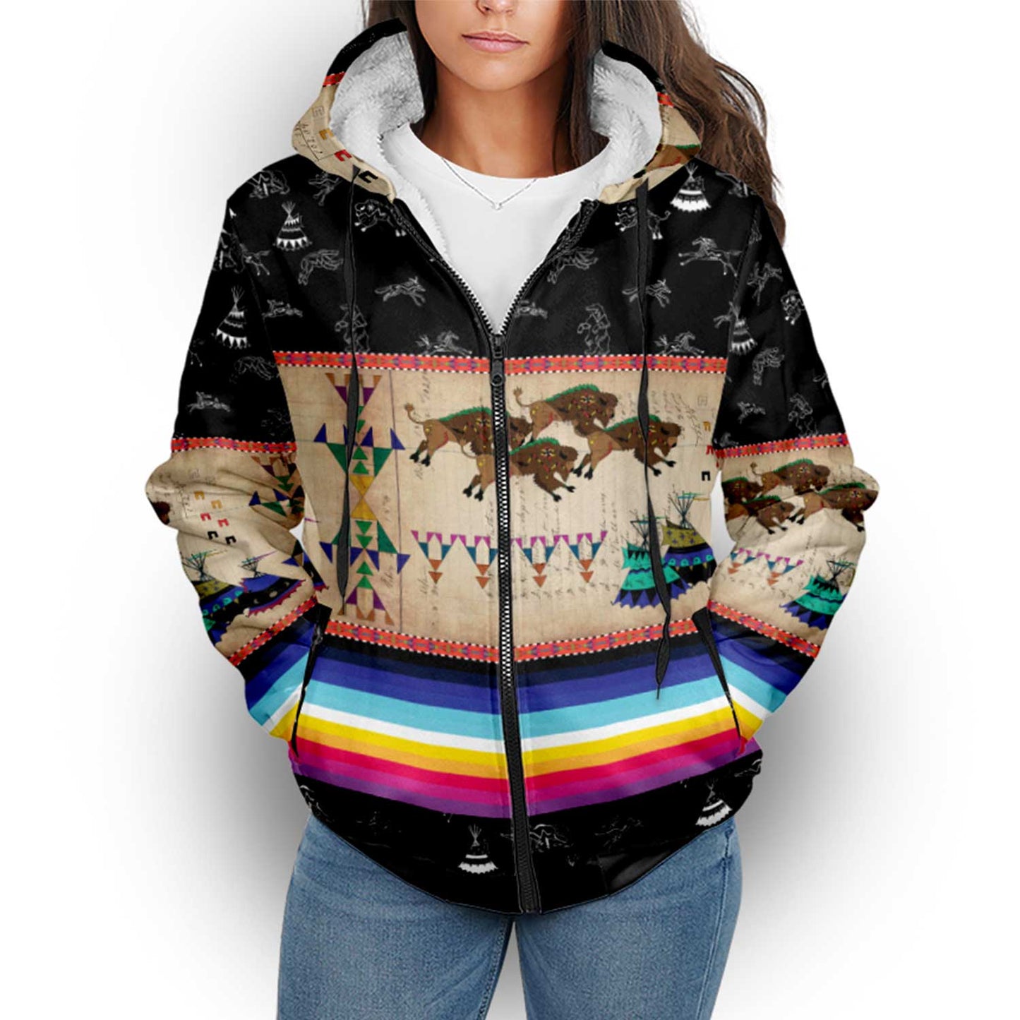 Buffalos Running Black Sky Sherpa Hoodie