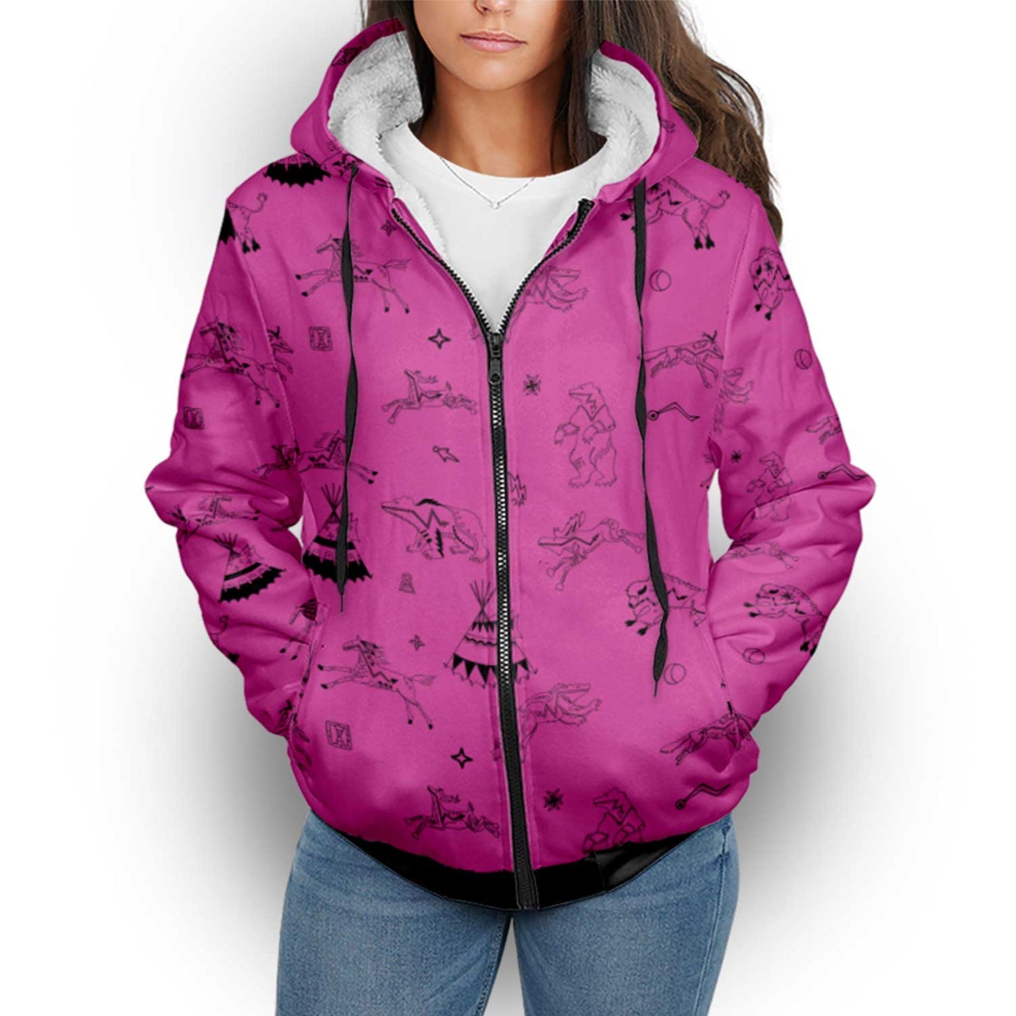 Ledger Dabbles Magenta Sherpa Hoodie