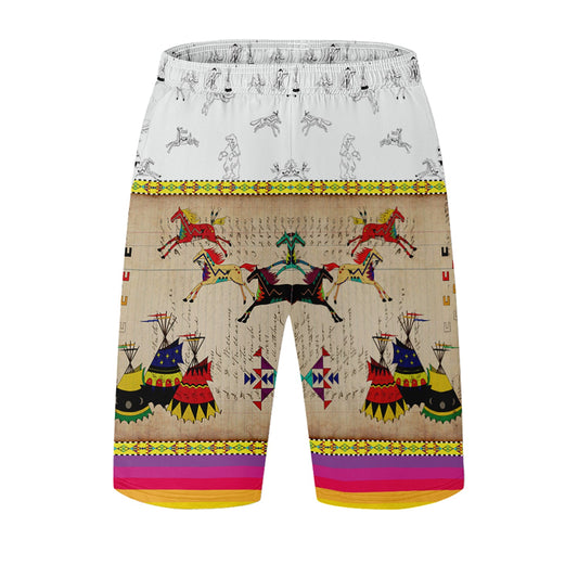 Horses Running White Clay Athletic Shorts